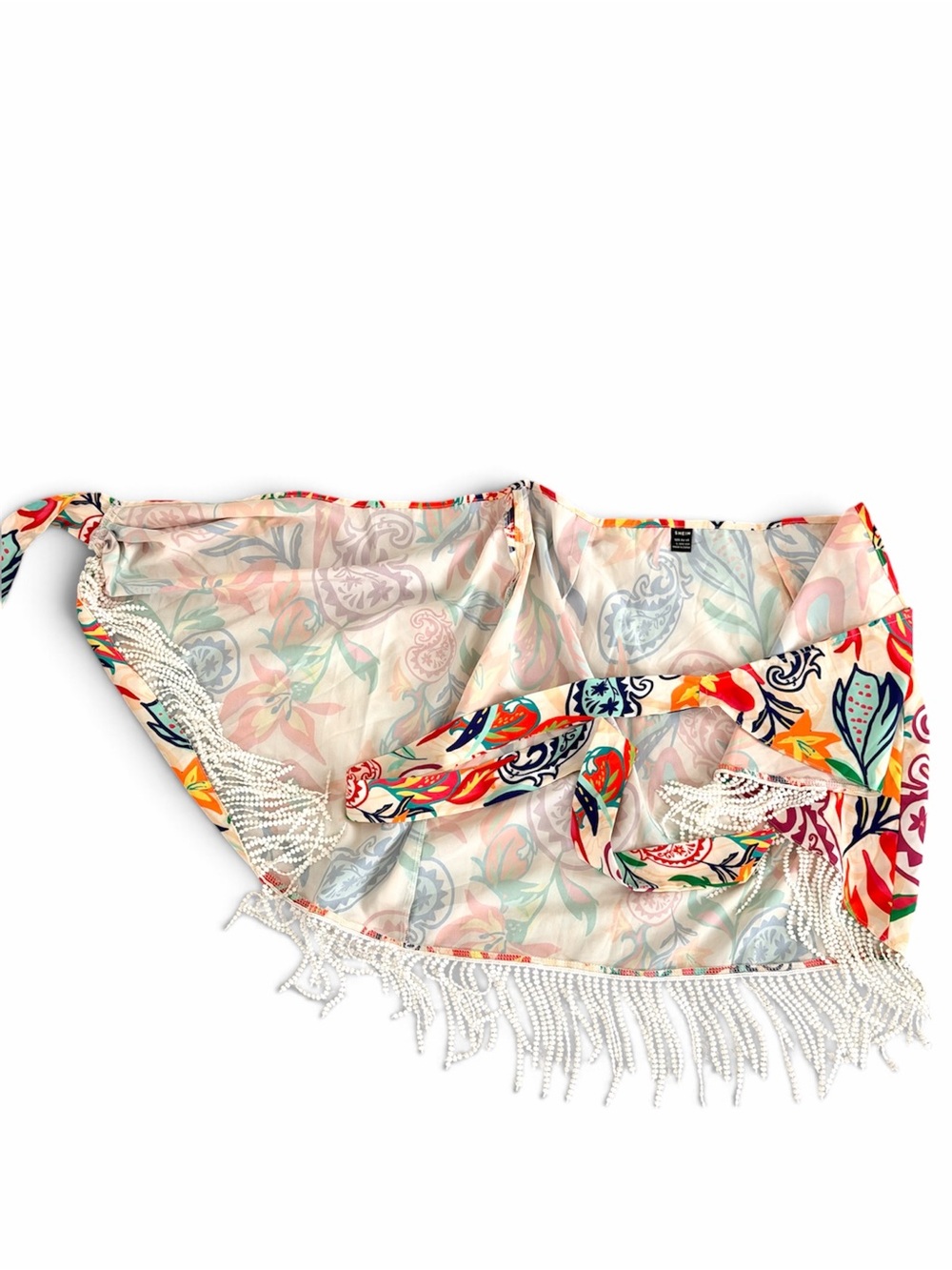 SHEIN Multicolor Floral Fringe Swim Sarong